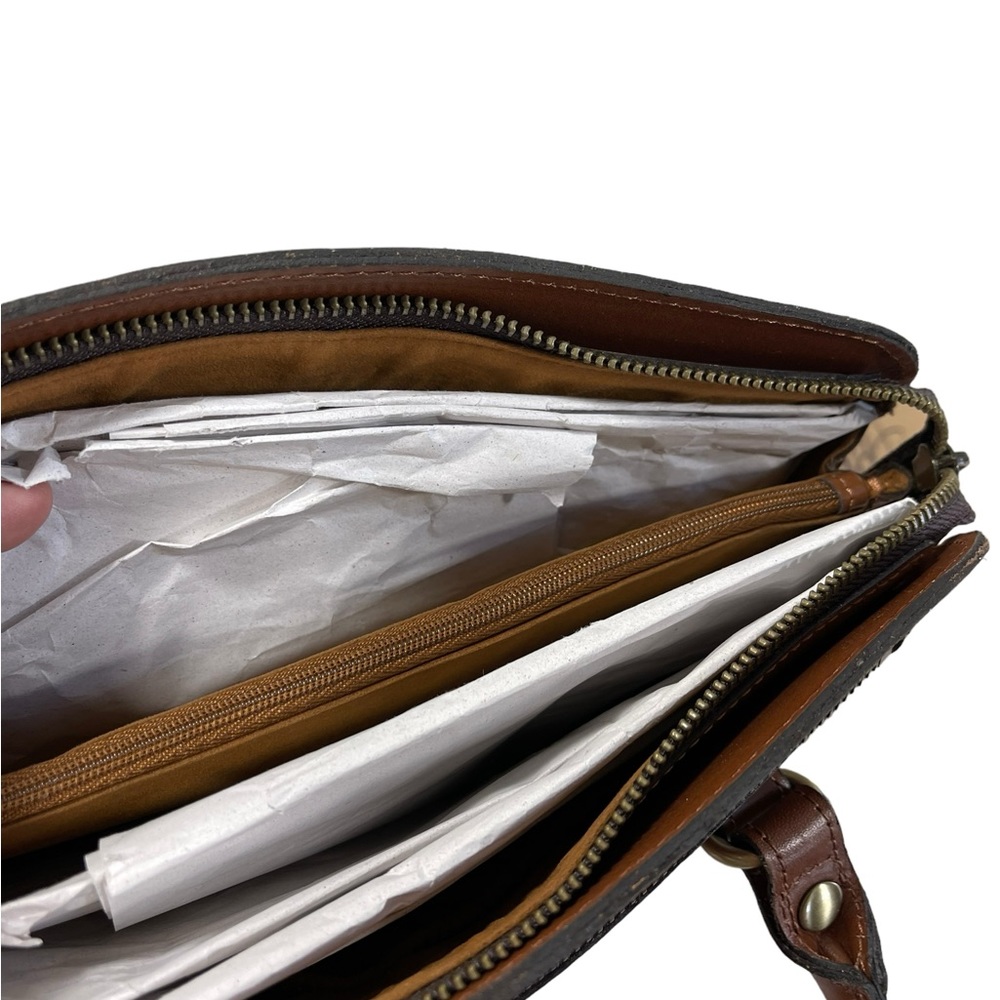 Patricia Nash Signature Map Calvi Square Leather Satchel Shoulder Bag Saddlebag - Picture 14 of 15